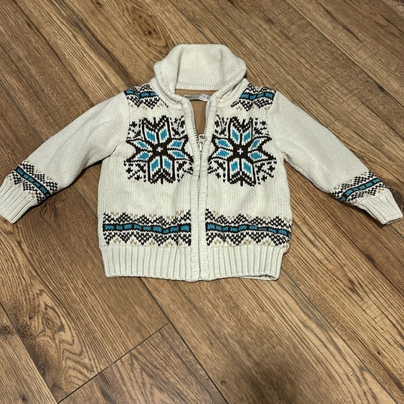 Marks & Spencer Indigo Zip Up Knot Sweater sz 12-18 mths - Picture 1 of 4